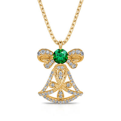 Jeulia "Jingle Bell" Yellow Gold Tone Sterling Silver Necklace