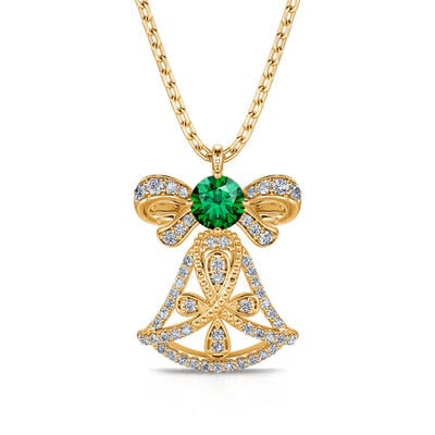 Jeulia "Jingle Bell" Yellow Gold Tone Sterling Silver Necklace