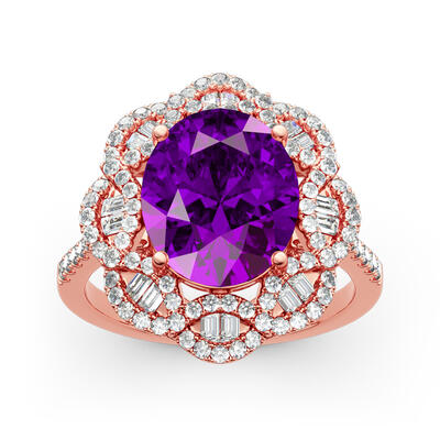 Jeulia Floral Oval Cut Sterling Silver Ring