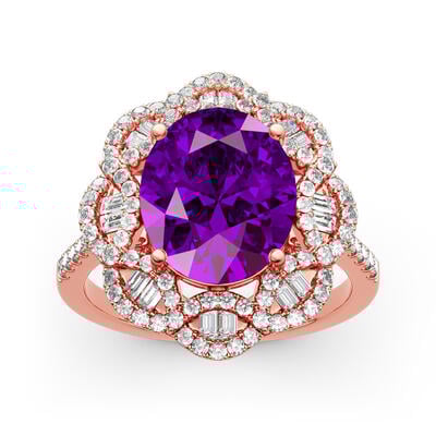 Jeulia Anillo Floral De Plata Esterlina Con Corte Ovalado