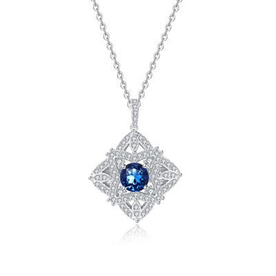 Jeulia "To The Beautiful You" Personalized Round Cut Sterling Silver Necklace