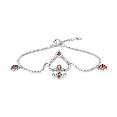 Jeulia "Mystical World" Poker Ace of Spades Sterling Silver Bracelet