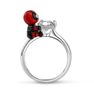 Jeulia Hug Me Antihero Anime Ring Round Cut Sterling Silver