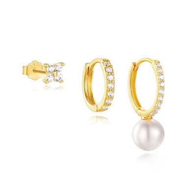 Jeulia 3 Paar Zierliche Minimalistische Goldohrringe Set