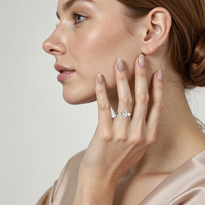 "My Heartbeat for You" Marquise Cut Three Stone Engagement Ring