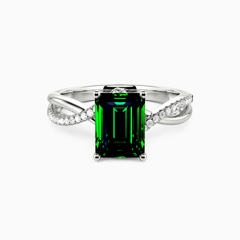 "All I Ask" Emerald Cut Side Stone Engagement Ring