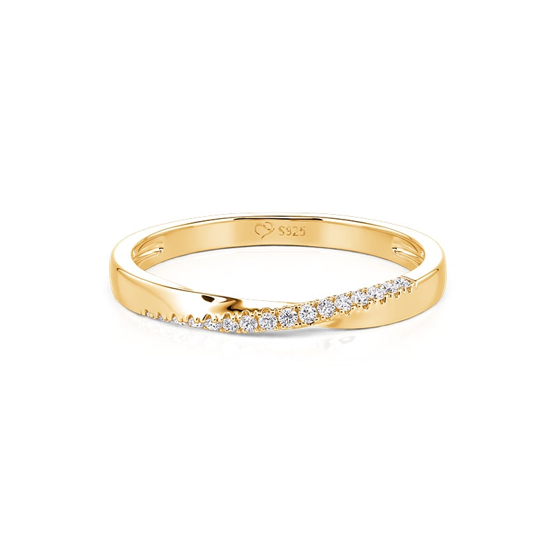 Jeulia Bande de Mariage pour Femme Or Torsadée Simple Pavé