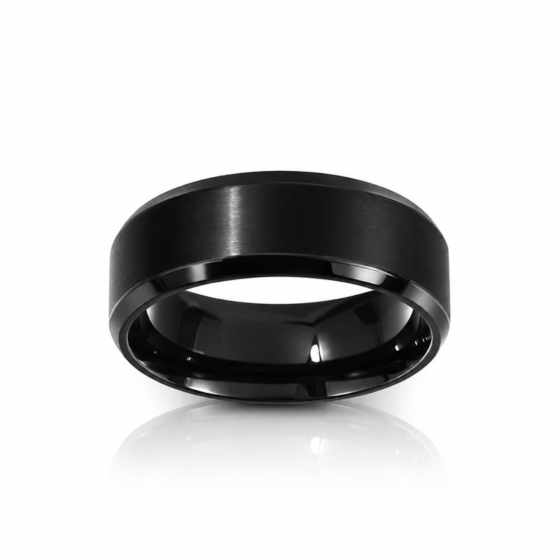 Jeulia Alianza Negro De Acero Titanio Para Hombre
