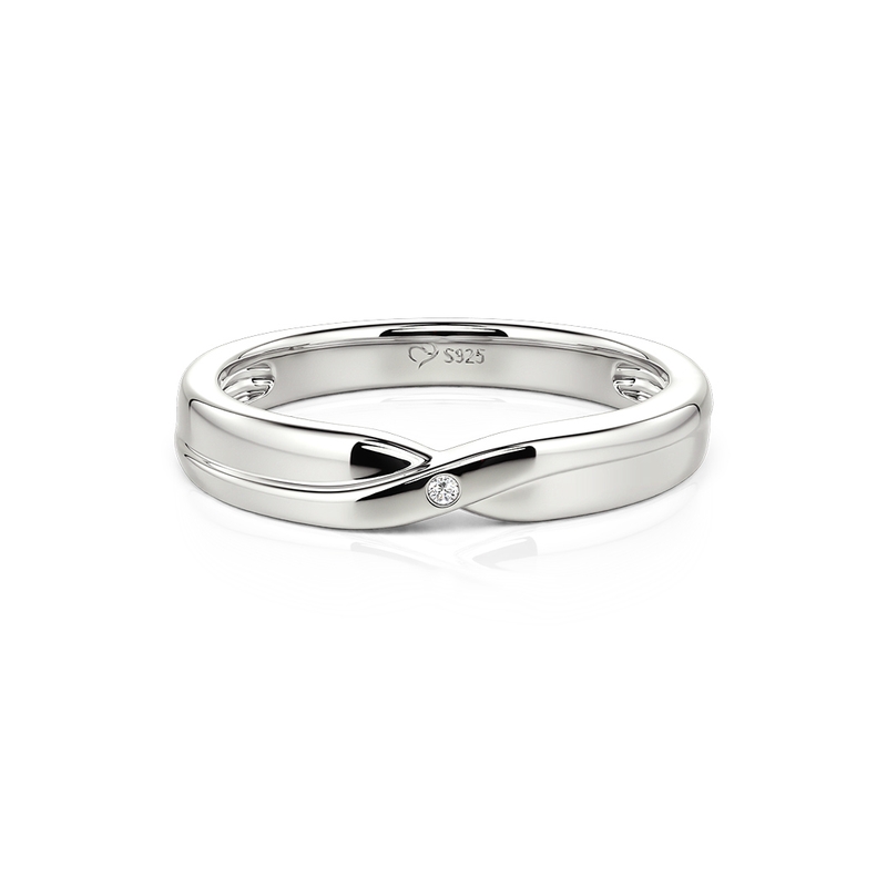 Jeulia Anillo de Boda Torcido para Hombres Plata de Ley