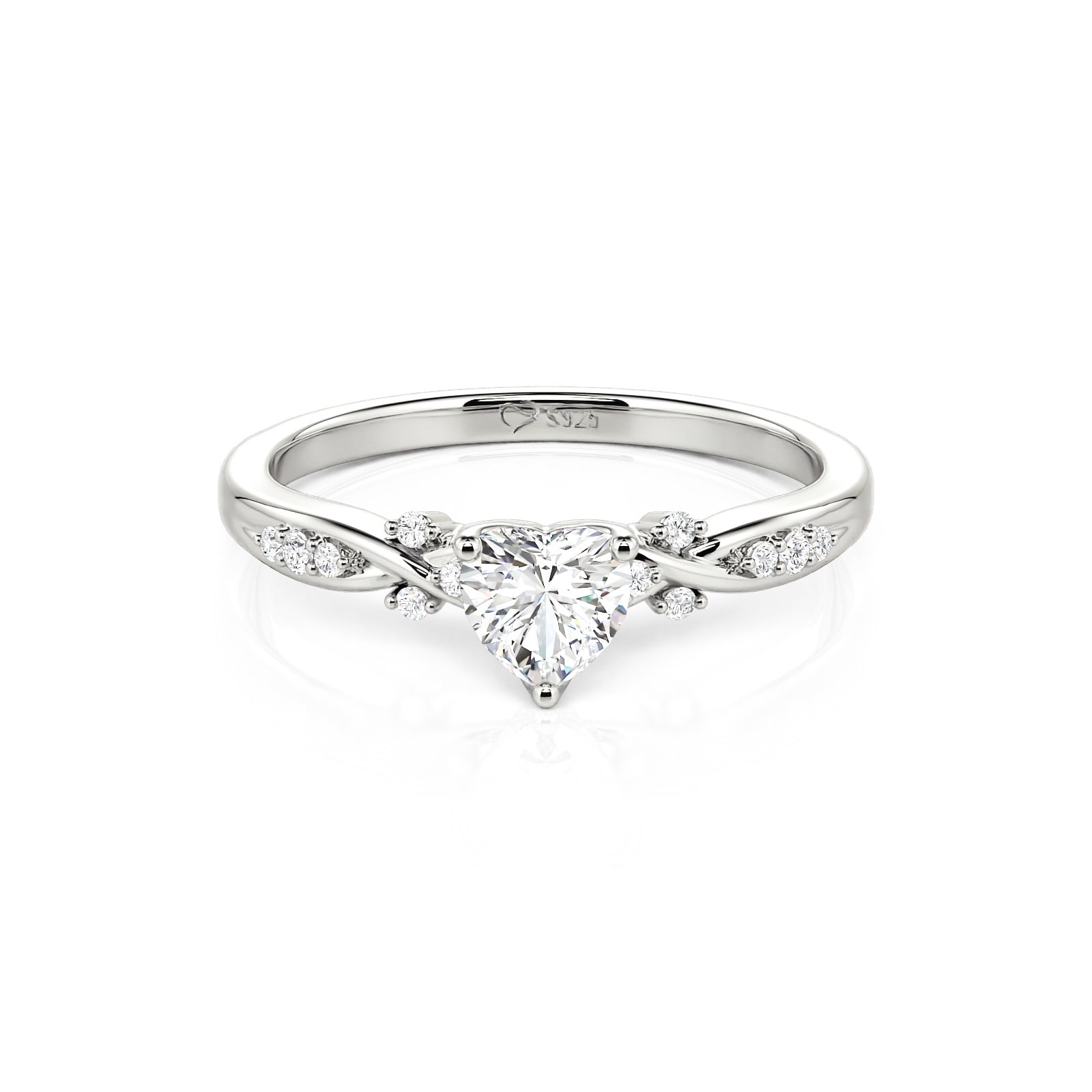 Jeulia Twist Infinity Heart Engagement Ring with Side Stone