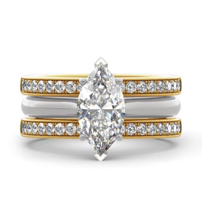 Jeulia Two Tone Marquise Cut Sterling Silver Enhancer Ring Set