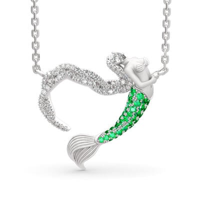 Jeulia "Ocean's Light" Sterling Silver Mermaid Gift Necklace for Valentine's Day