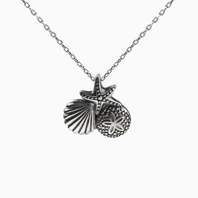 Jeulia "Beach Theme Treasure" Sterling Silver Necklace