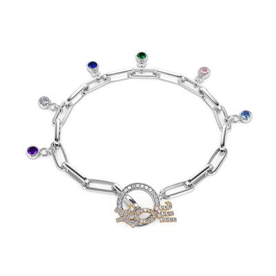 Jeulia "Wonderful Mom" Personalized Sterling Silver Bracelet With Birthstones