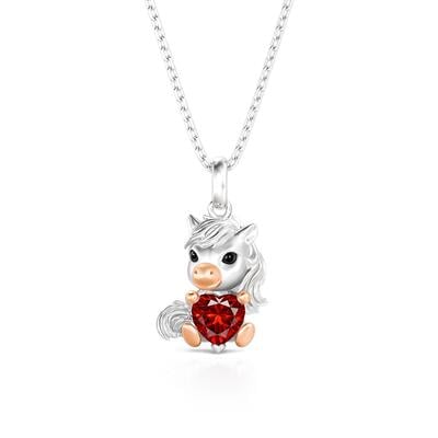 Jeulia Hug Me Collar de Caballo Adorable Corazón Piedra de Nacimiento Personalizado