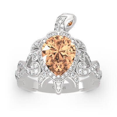 Jeulia "Dazzling Tortoise" Pear Cut Sterling Silver Ring