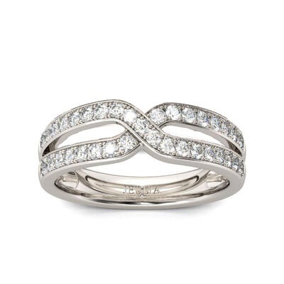 Jeulia Crossover Round Cut Sterling Silver Women's Band