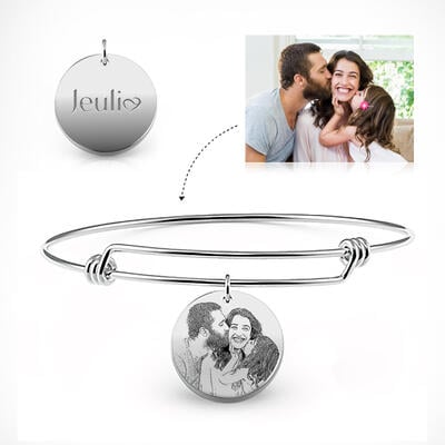 Jeulia Personalized Laser Engraved Photo Bangle