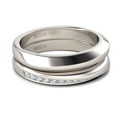 Jeulia Conjunto De Alianzas Con Diseño Elegante De Talla Redonda En Plata De Ley Para Pareja