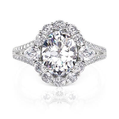 Jeulia Bague de fiançailles Vintage Halo Trois Pierres Argent Sterling