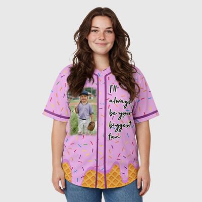 Custom Pink Baseball Jersey Gift For Mom & Baseball Lover - Personalized Photo Name and Number