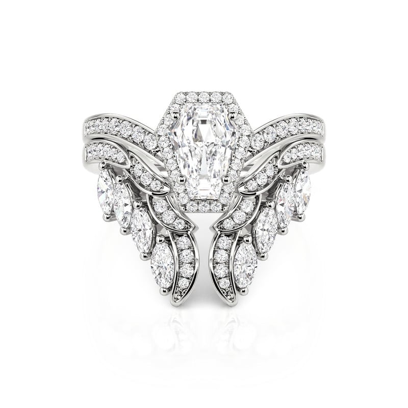 Jeulia Clustered Marquise Wing Coffin Bridal Ring Set