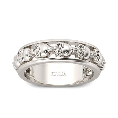 Jeulia Channel Setting Sterling Silver Skull Ring
