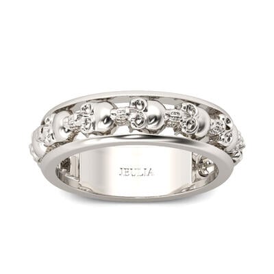 Jeulia Channel Setting Sterling Silver Skull Ring