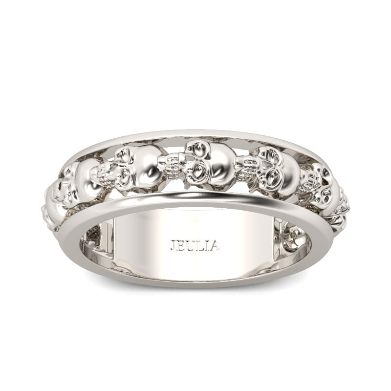 Jeulia Anillo Con Canal De Calavera En Plata De Ley