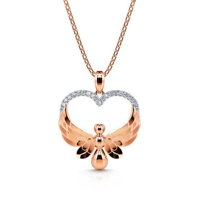 Jeulia Flying Angel Heart Pendant Sterling Silver Necklace