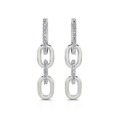 Jeulia Link Chain Sterling Silver Drop Earrings