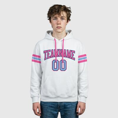 Comfortable Custom Stitched White Football Pullover Hoodie Breathable Material Personalized Team Name & Chosen Number