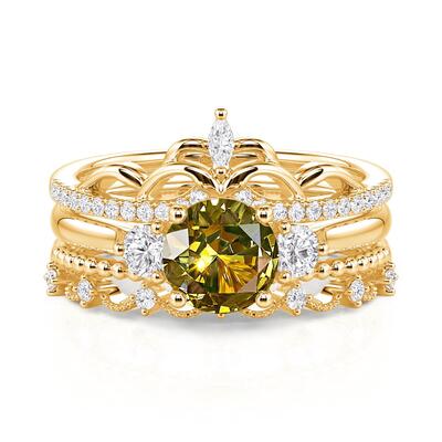 Jeulia Crown Interchangable Three Stone Engagement Ring Set