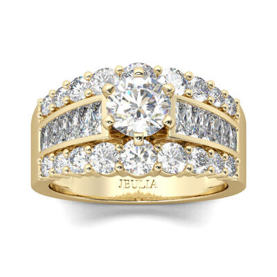 Jeulia Anillo Con Tono Dorado De Talla Redonda En Plata De Ley