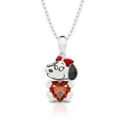 Jeulia Hug Me "Sweet on You " Puppy Heart Cut Sterling Silver Necklace