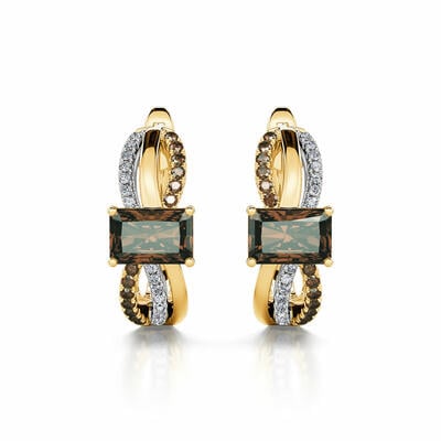 Jeulia Two Tone Crossover Emerald Cut Sterling Silver Earrings