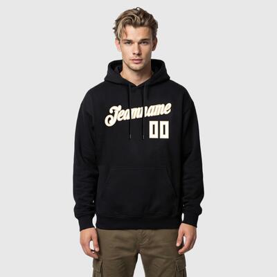 Comfortable Custom Stitched Black Sports Pullover Hoodie Breathable Fabric Personalized Team Name & Chosen Number