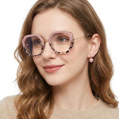Megre Pink Geometric Glasses