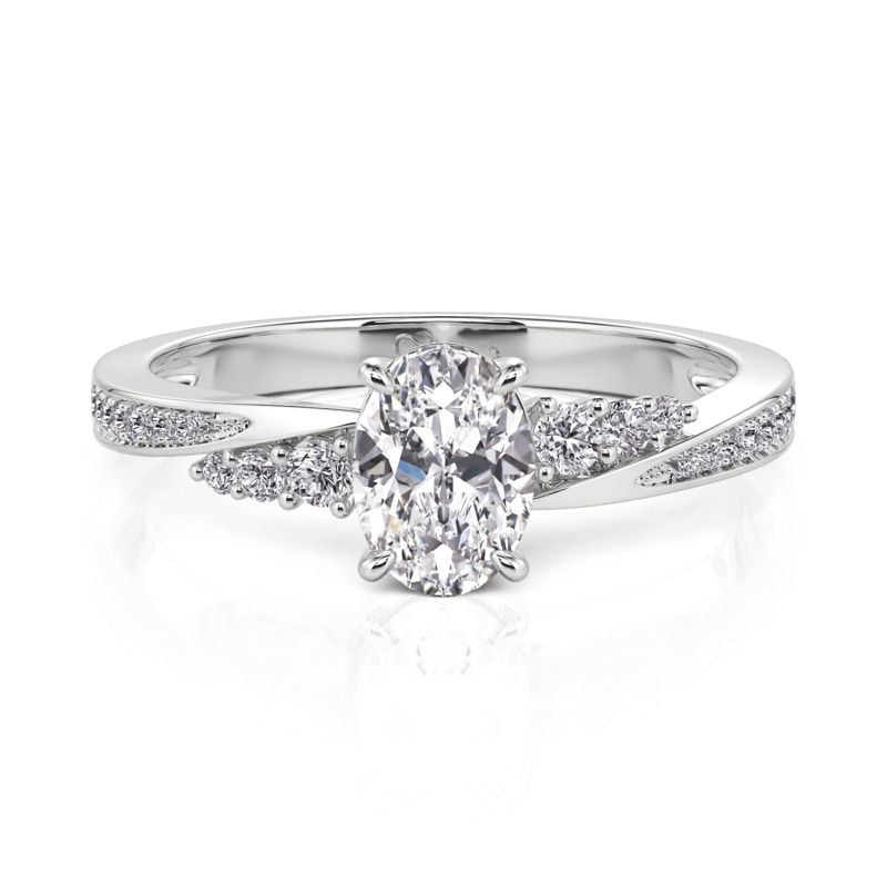 Jeulia Oval Cut Bypass Engagement Ring Sterling Silver