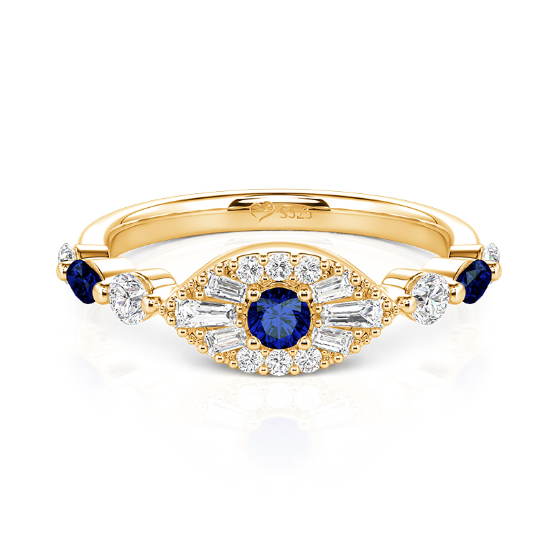 Jeulia Mystical Gold Evil Eye Protection Ring in Sterling Silver