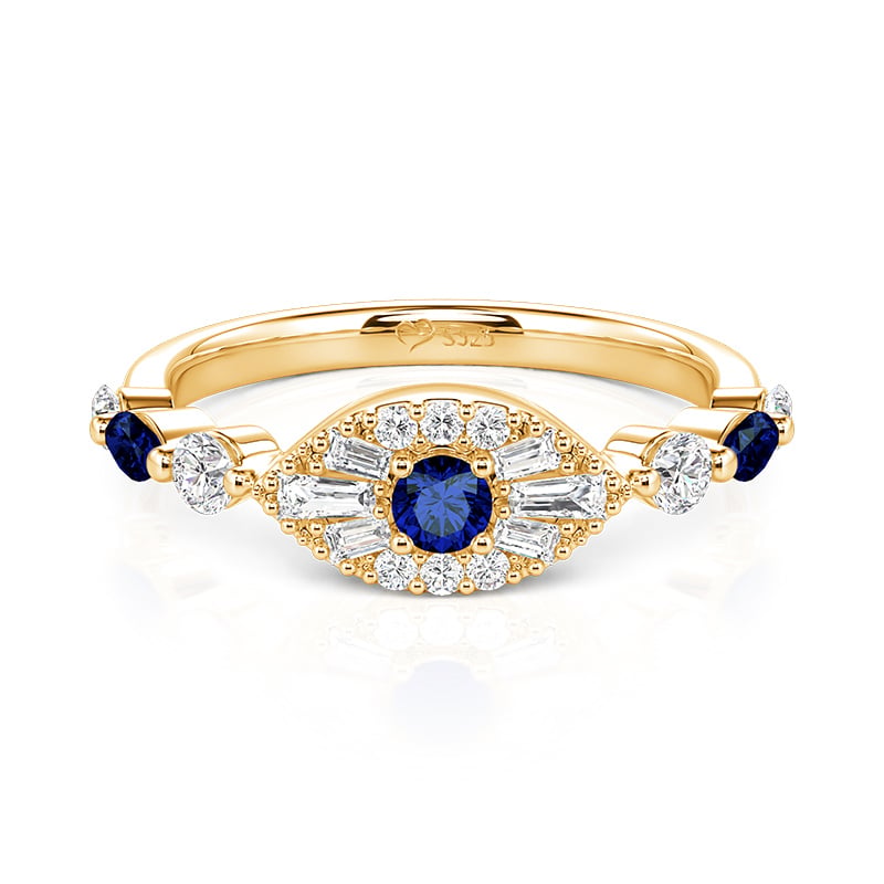 Jeulia Mystical Gold Evil Eye Protection Ring in Sterling Silver