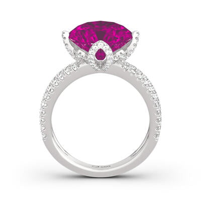 Jeulia Flower Design Round Cut Sterling Silver Ring