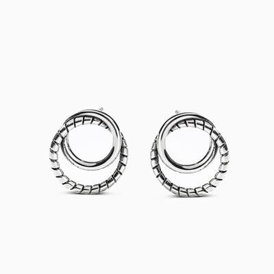 Jeulia "Rope Intertwining Circle" Sterling Silver Earrings