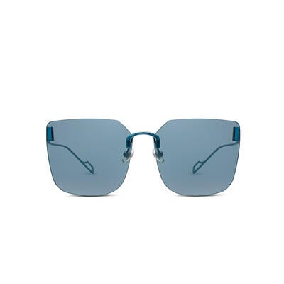 Jeulia "Butterfly" Square Rimless Blue Oversize Women's Sunglasses