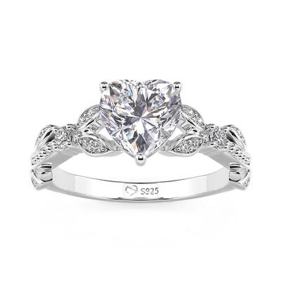 Jeulia Bague de Fiançailles Cœur à Vigne Fine en Argent Sterling