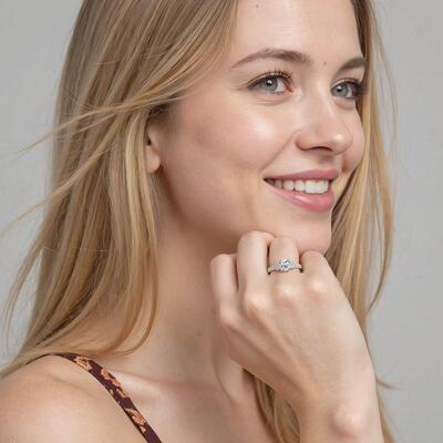 "Grow Old with Me" 1.5ct Cushion Cut Side Stone Engagement Ring