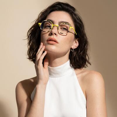 Bernal Yellow Square Round Glasses