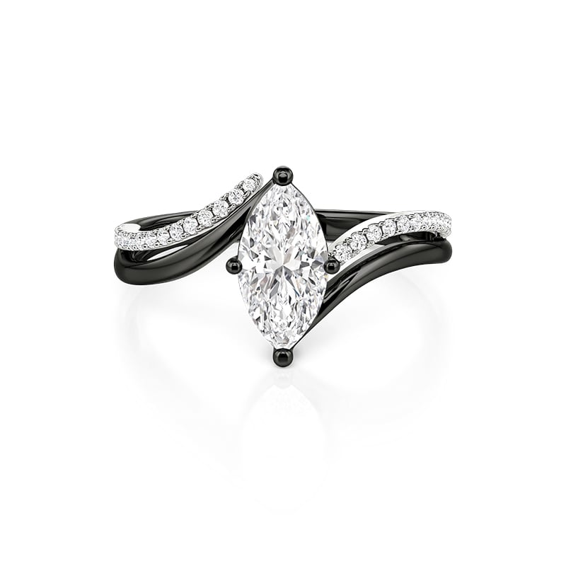 Jeulia Parallel Meet Two Tone Bypass Marquise Engagement Ring