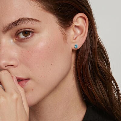 "Luminous Aura" Oval Cut Halo Stud Earrings