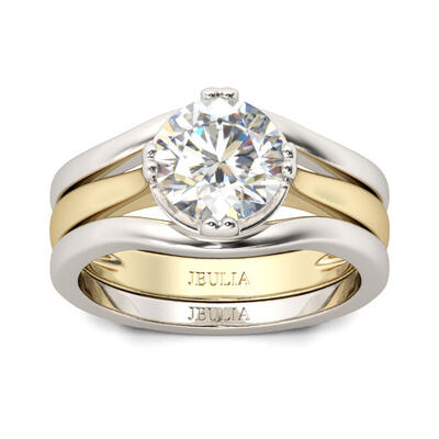 Jeulia Simple Round Cut Sterling Silver Enhancer Ring Set